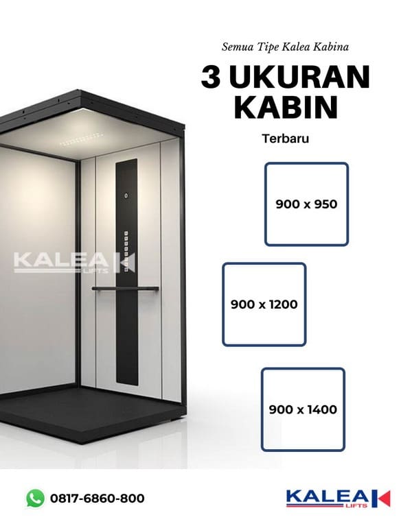 3 opsi ukuran lift kabin kalea